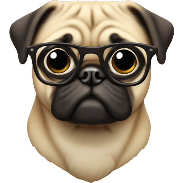 A pug with eyeglasses emoji