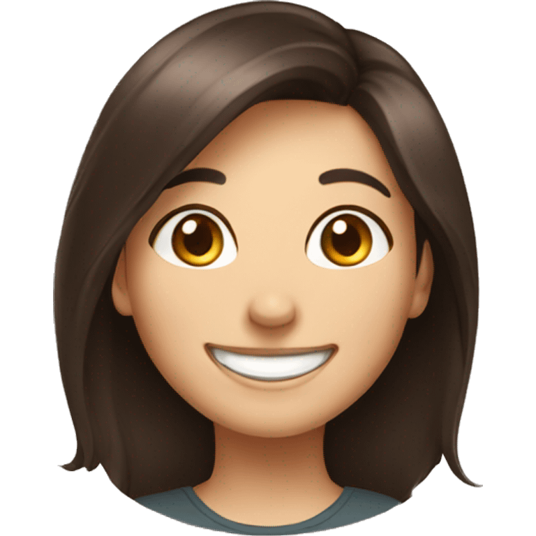 joyful brunette girl with smile emoji