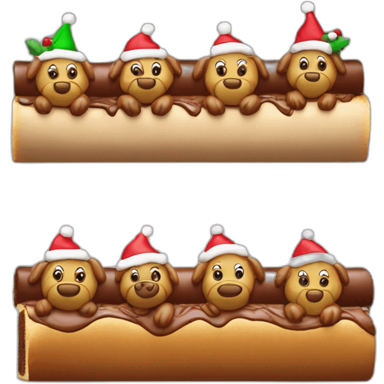 Une bûche de Noël contemporaine avec 7 oursons en reliefs emoji