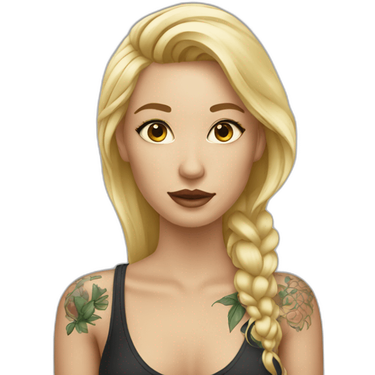 femme blonde avec tatouages emoji