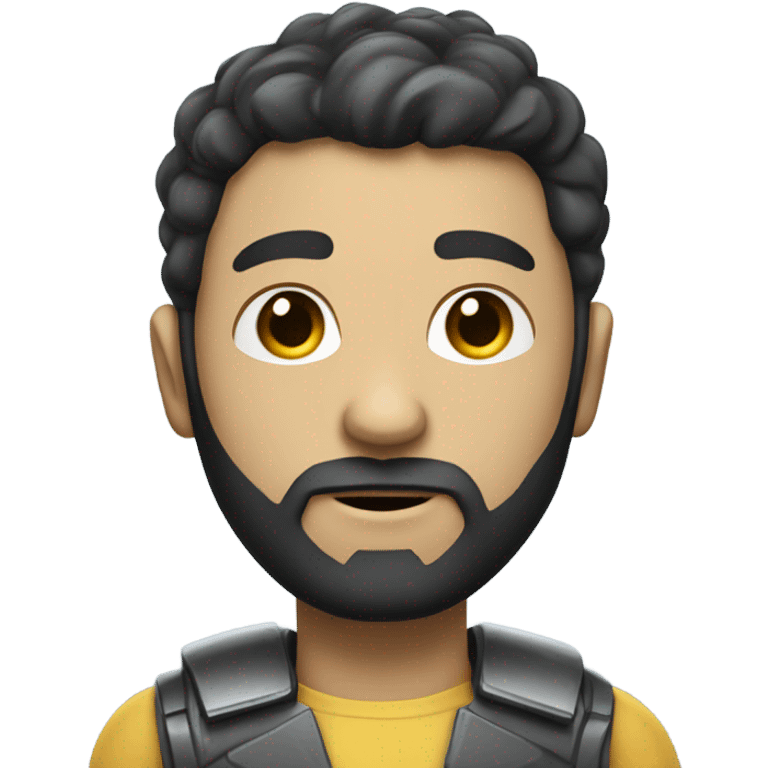 half human half robot with short, dark hair and a neatly trimmed beard. emoji