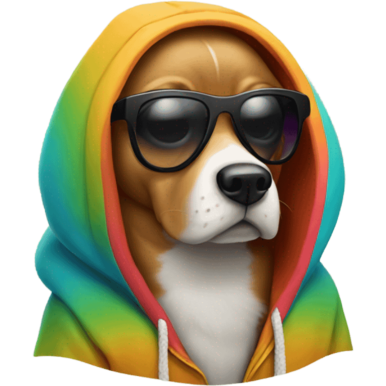 dog wearing a hoodie with sunglasses  emoji