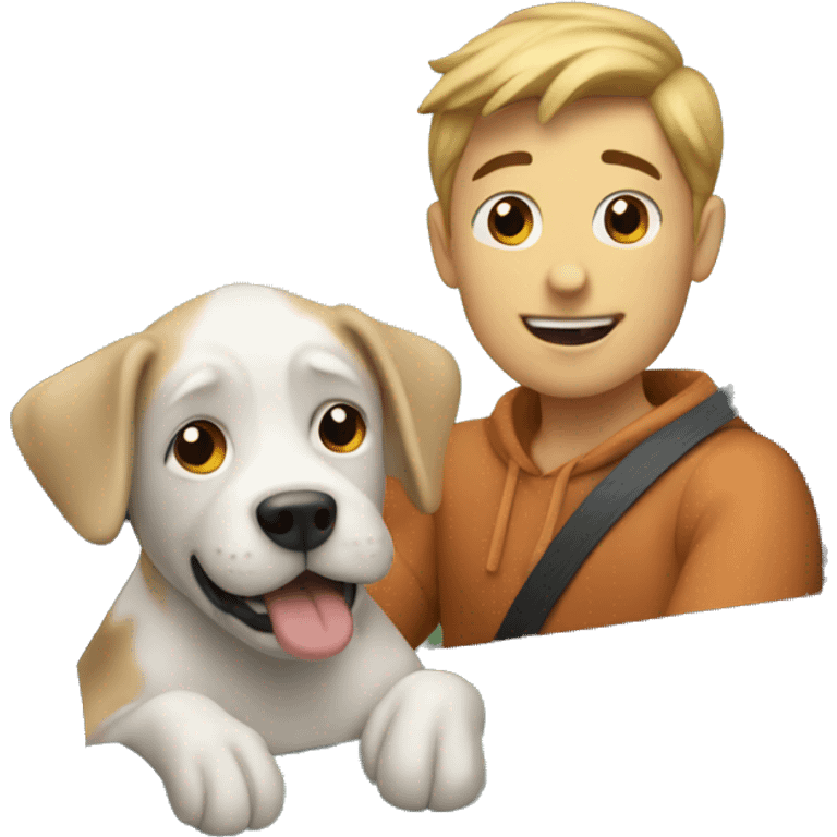 boys with dog in car emoji