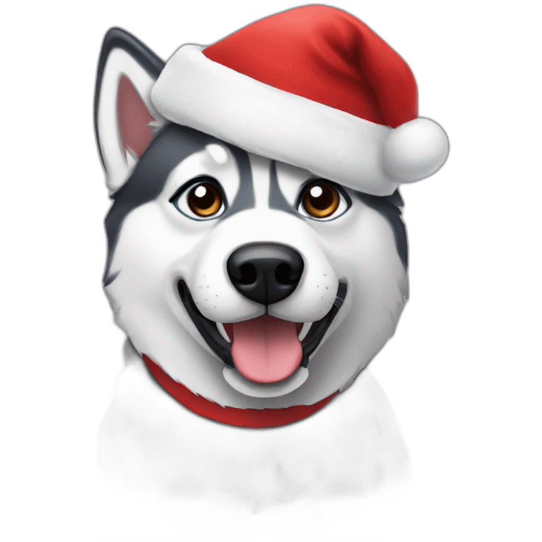 Husky with Santa hat  emoji