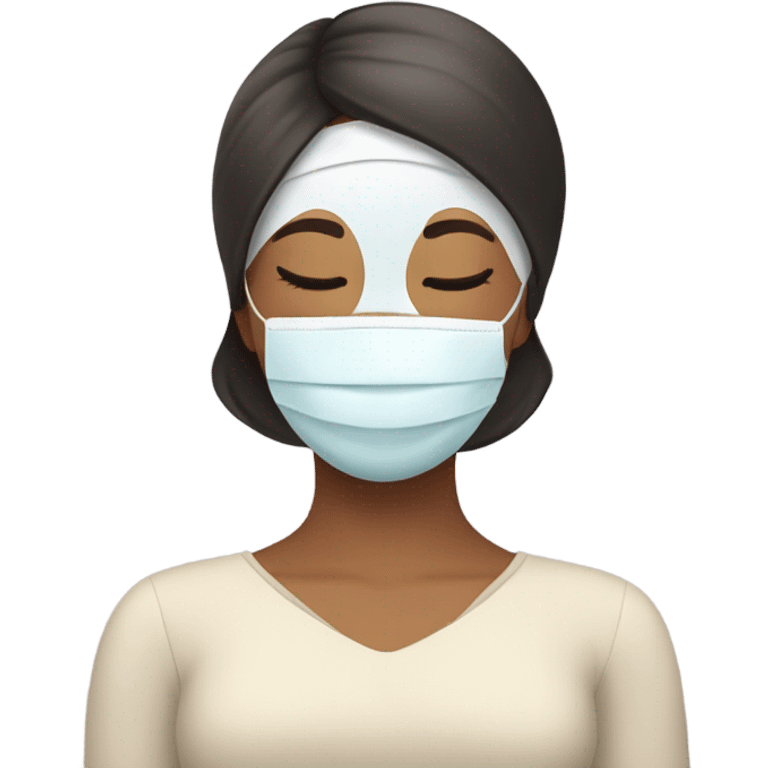 Lady with face mask spa beauty full face relaxing emoji