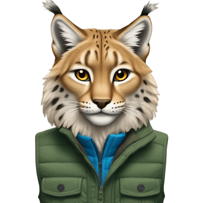 A Lynx with a Patagonia vest  emoji