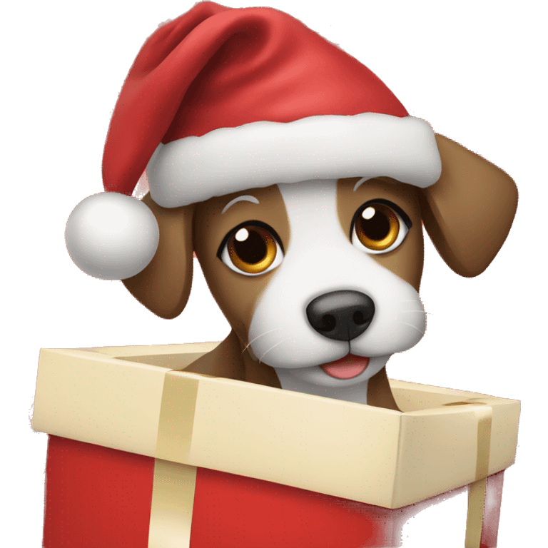 Little dog in a Christmas present  emoji