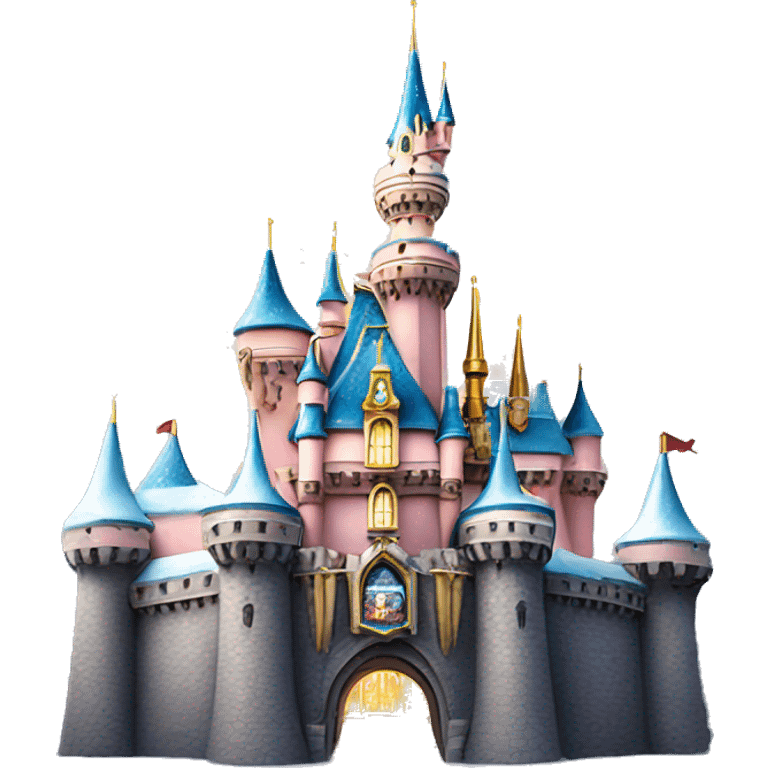 Disneyland castle with sparkly snow on roof emoji