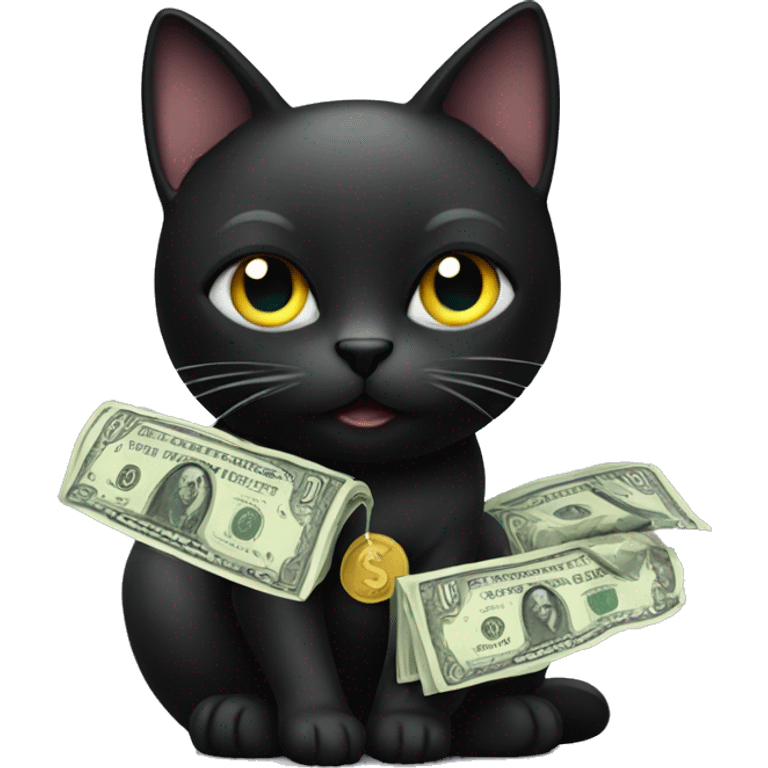 black cat with money emoji