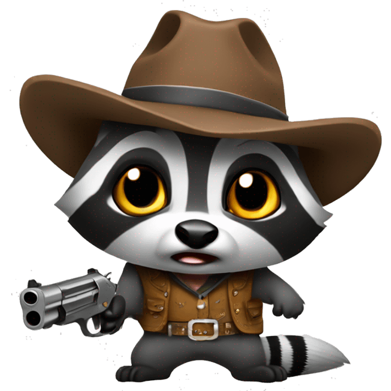 Cowboy raccoon angry with gun  emoji