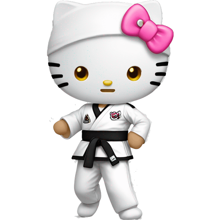 hello kitty fighting taekwondo white belt emoji