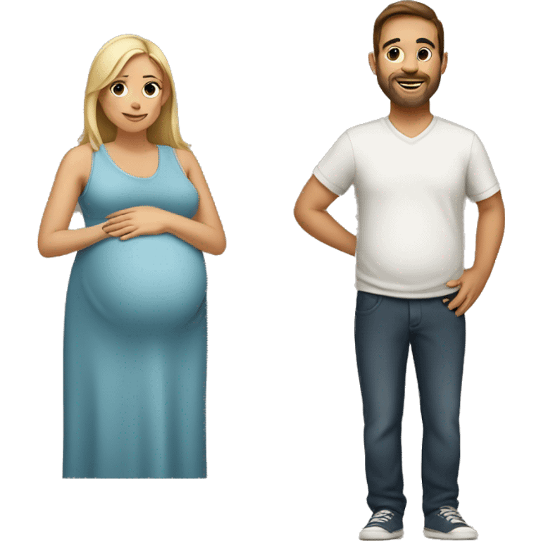 A pregnant woman with her husband  emoji