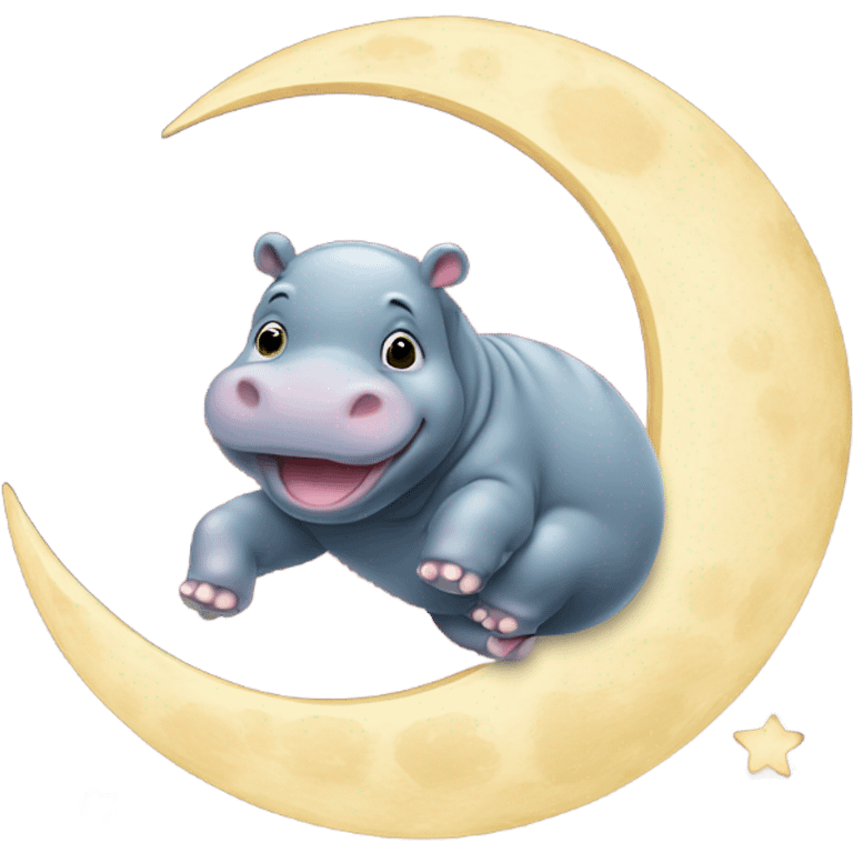 Baby hippo jumping over the moon emoji