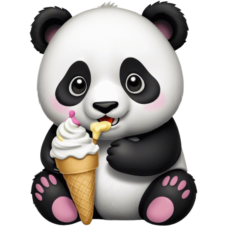 Panda eating ice cream emoji