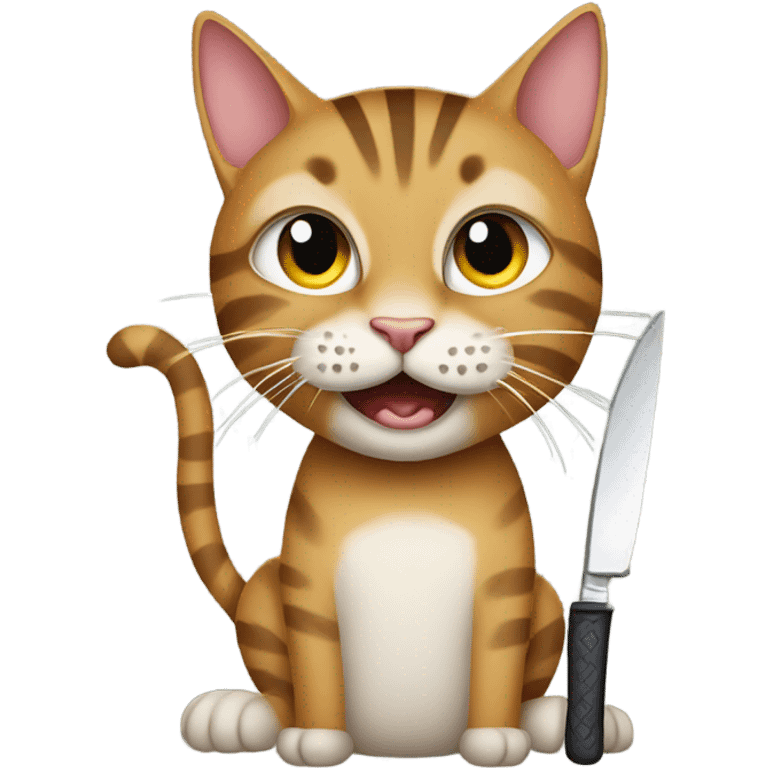 tabby cat with knife emoji