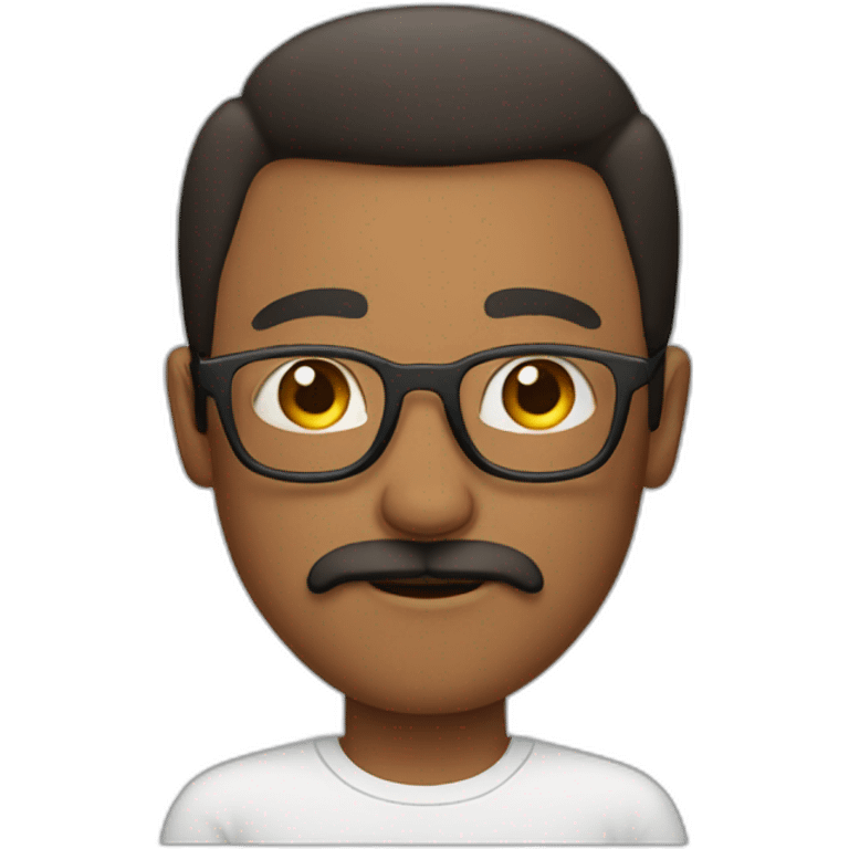 Man with glasses and mustache without shirt emoji