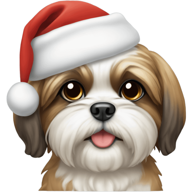 Shih tuz wearing a Christmas hat  emoji