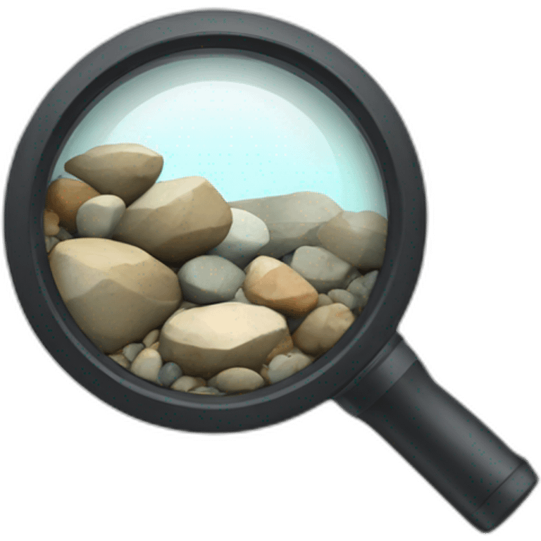 Magnifier with rocks emoji