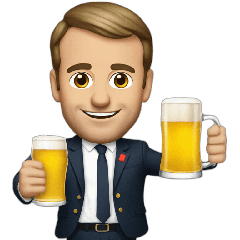 Emmanuel Macron with a beer emoji