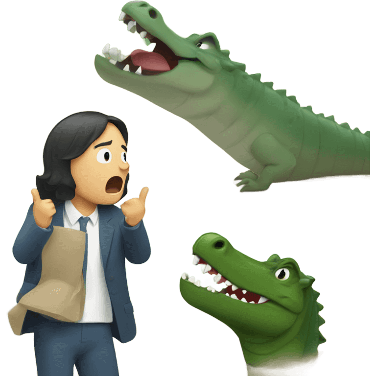 person yelling at a crocodile emoji