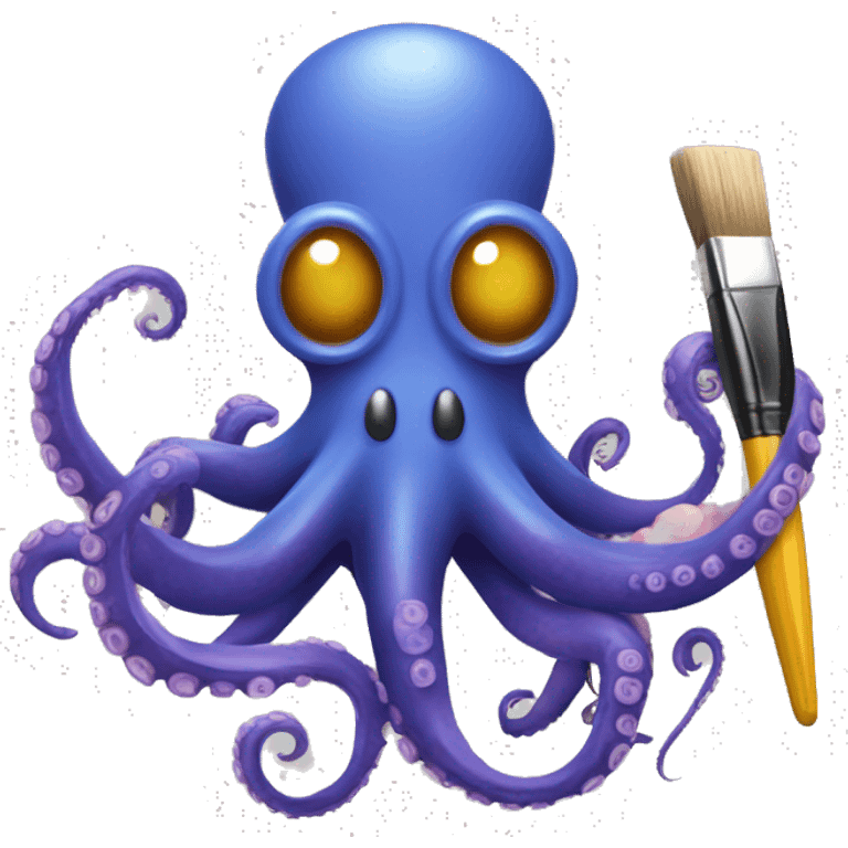 An octopus holding a paintbrush in one tentacle emoji