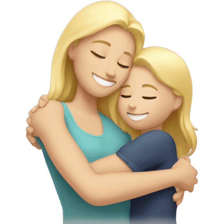 Blonde Mother huggings with a girl emoji