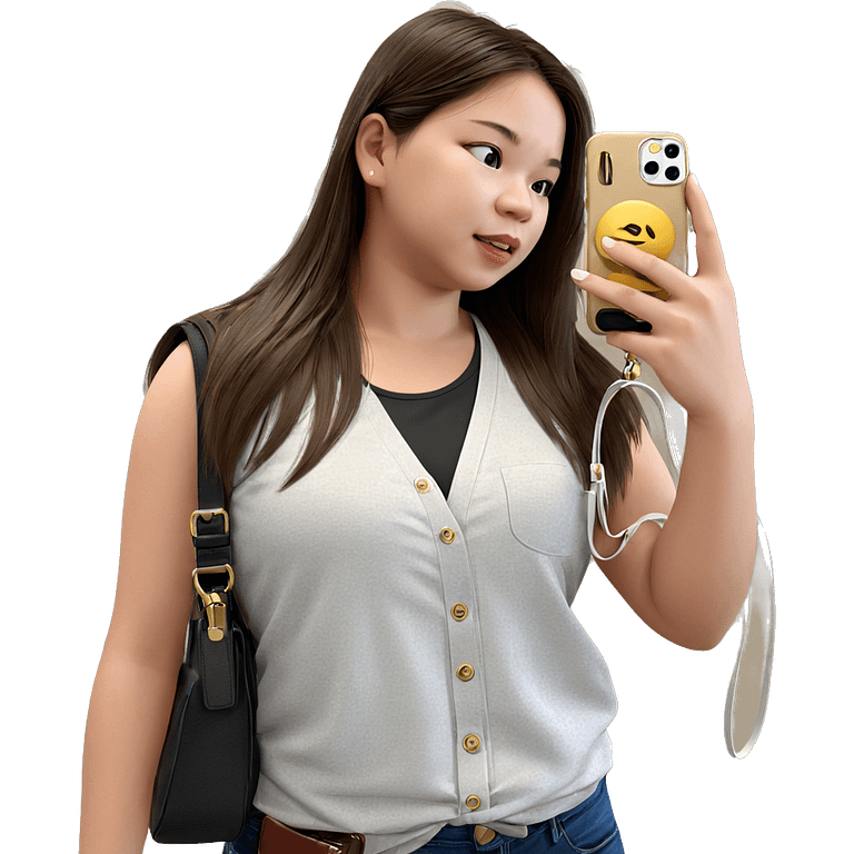 girl with phone and bag emoji