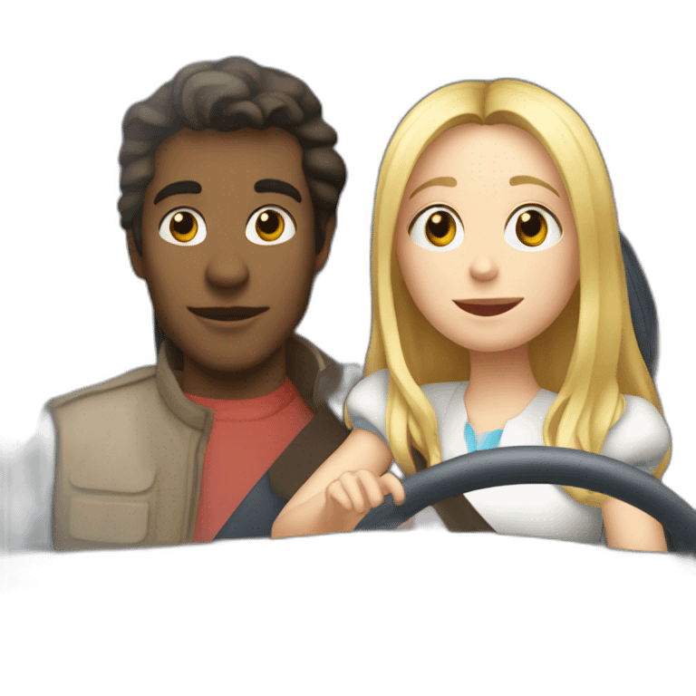 Alice et clément dans la voiture blanche emoji