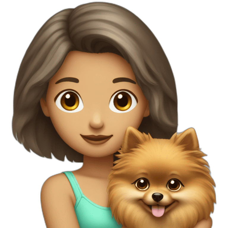 highlighted-hair-girl-petting-pomeranian emoji