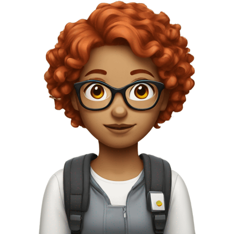 Nerd girl with red curly hair emoji