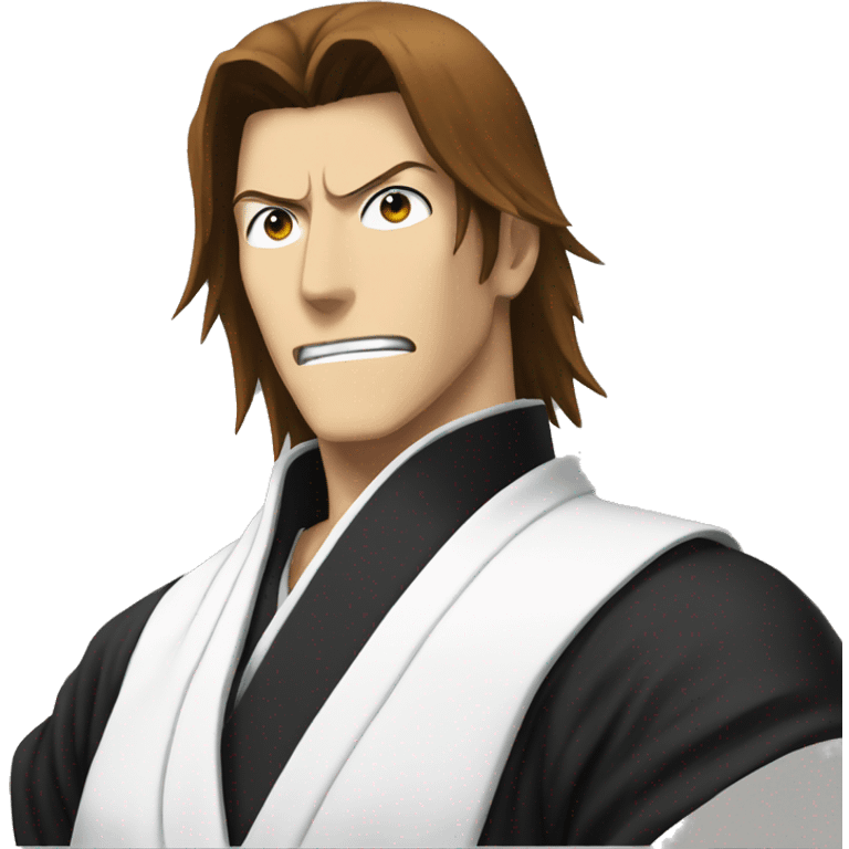 Aizen from bleach shocked face with brown hair emoji