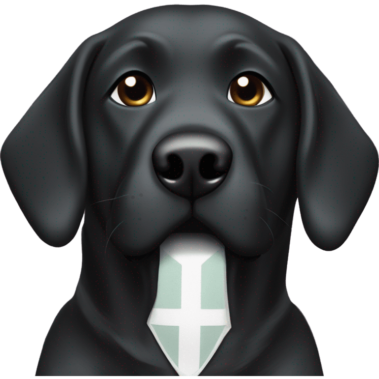 Black Labrador with diamond white chest patch wearing a football raider jersey  emoji