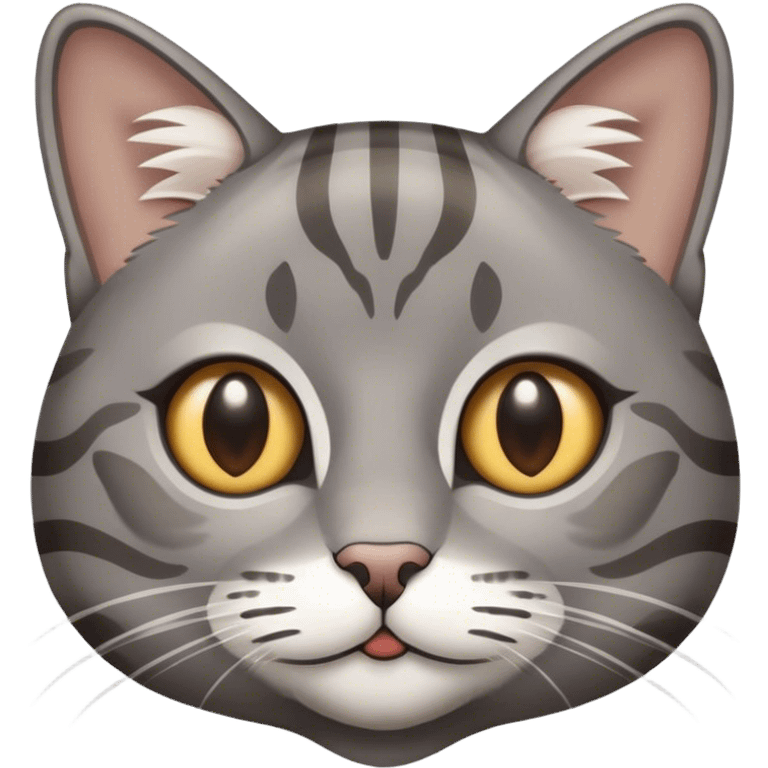 grey tabby cat white stripe brown eyes emoji