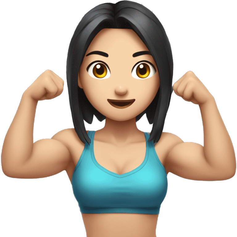 Asian gamer girl showing off biceps emoji