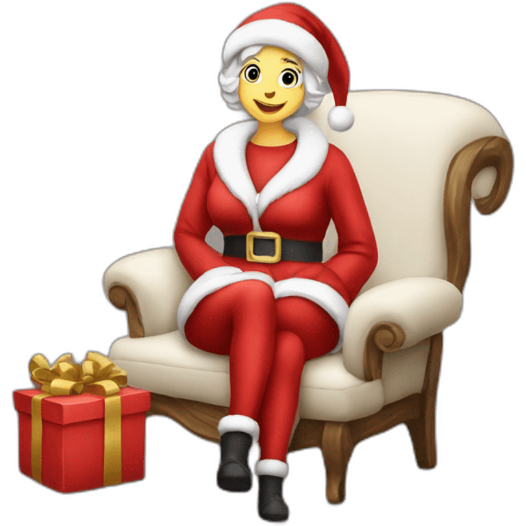 mrs santa claus sitting on puf emoji