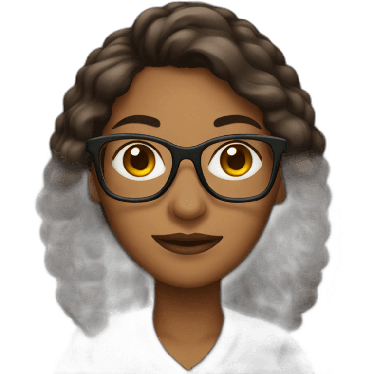 brown woman with glasses emoji