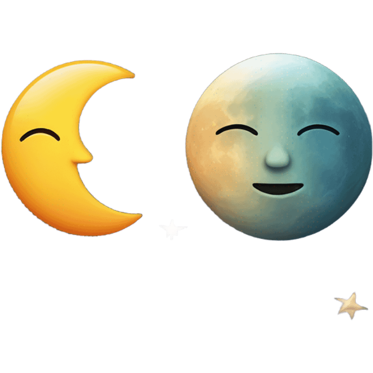 moon and sun next to each other with ocean in the background and stars (no faces) make it sunset colored emoji