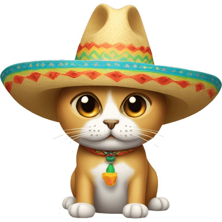 Cat wearing a sombrero hat with a mustache  emoji