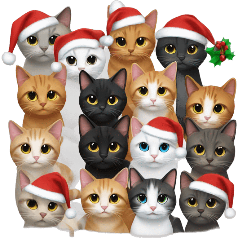 13 cats at a christmas party emoji