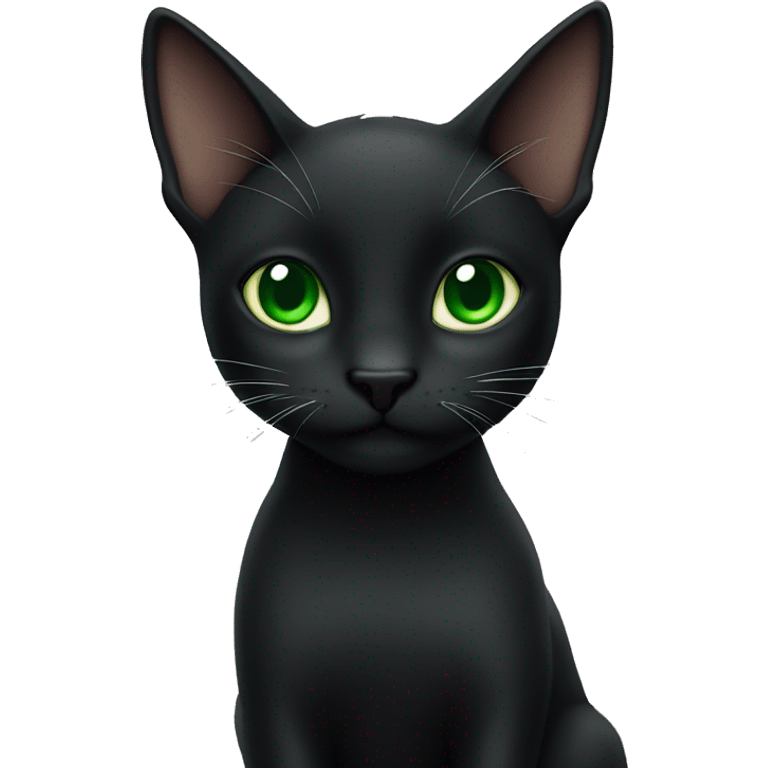 Black cat with green eyes ￼ emoji