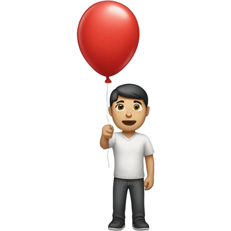 Asian man holding red balloon  emoji