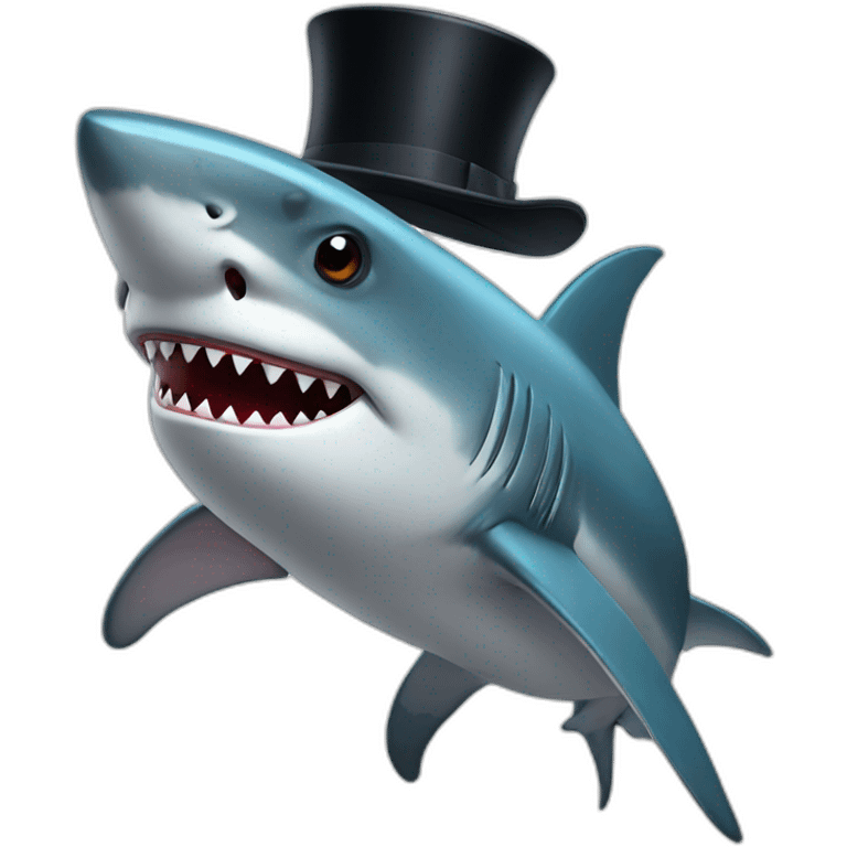 Shark with a top hat emoji