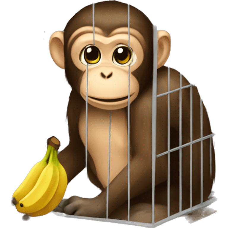 Monkey in a cage. Can't reach the banana.  4к emoji