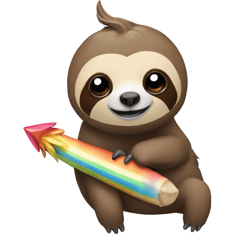 a sloth on a rainbow with a unicorn horn emoji