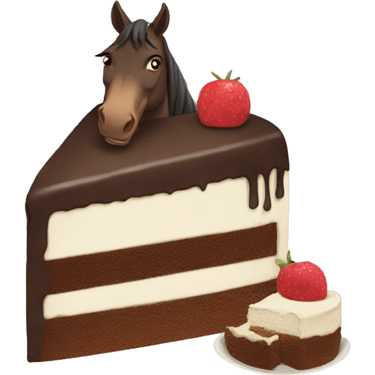 a cake-eating horse emoji