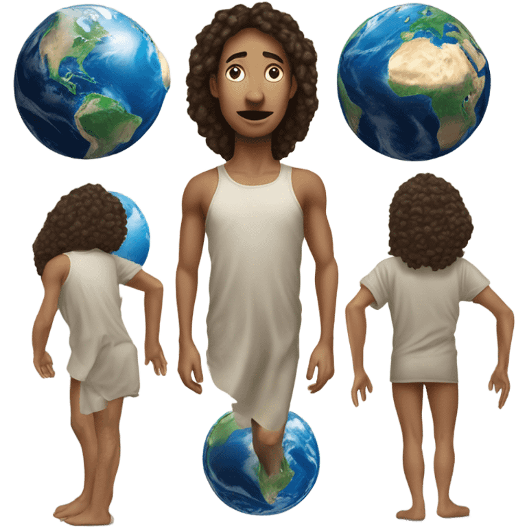 Photorealistic earth with human face arms and legs emoji