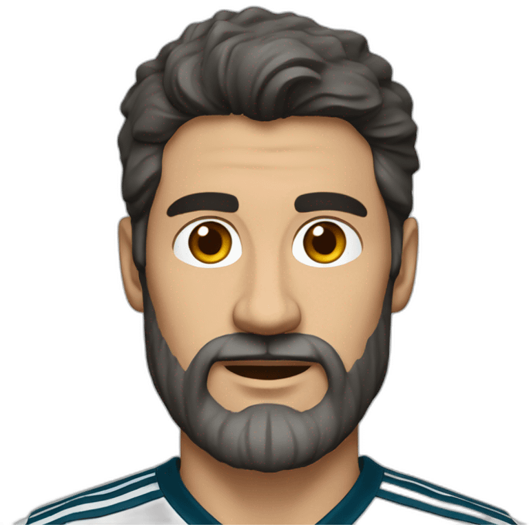 dark haired man with grey beard in real madrid jersey emoji