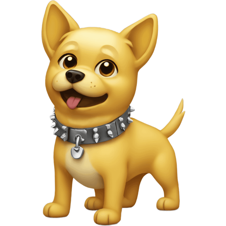 small yellow dog wearing a spiked collar emoji