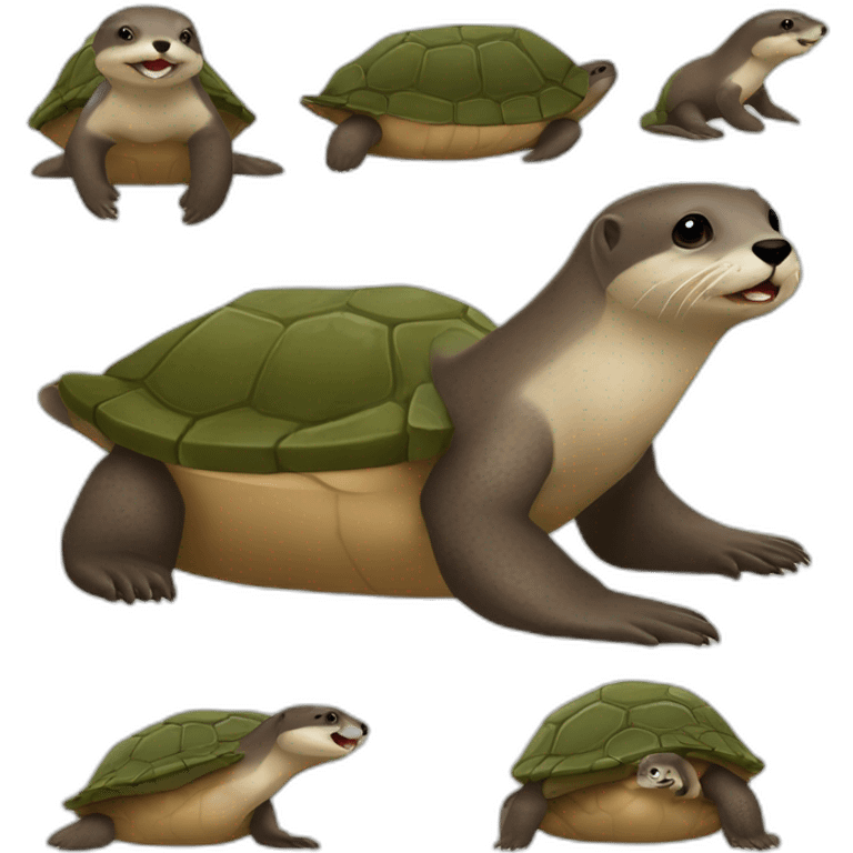 Loutre sur une tortue emoji