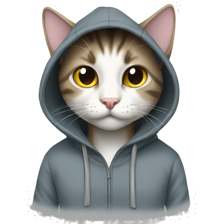 Cat in a hoodie hacking emoji